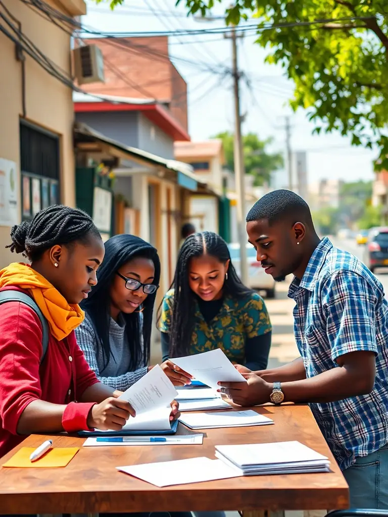 SPME students collaborating on a settlement support project, assisting African newcomers with integration into Canadian society.
